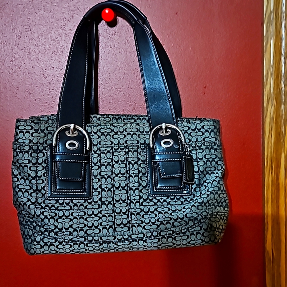 Black Coach Mini tote w/matching Wallet